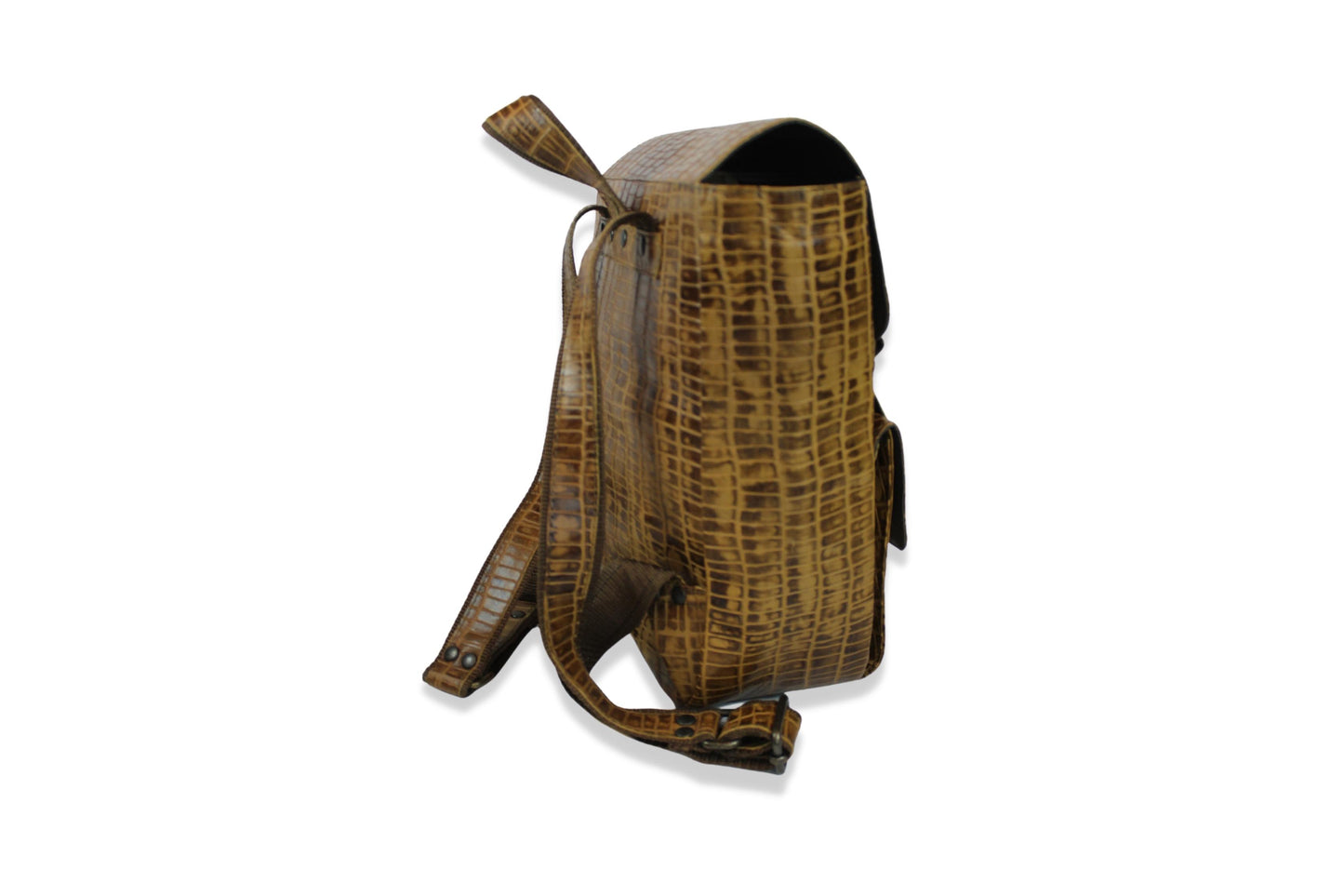 Backpack Vintage. Piel Grabada Croco